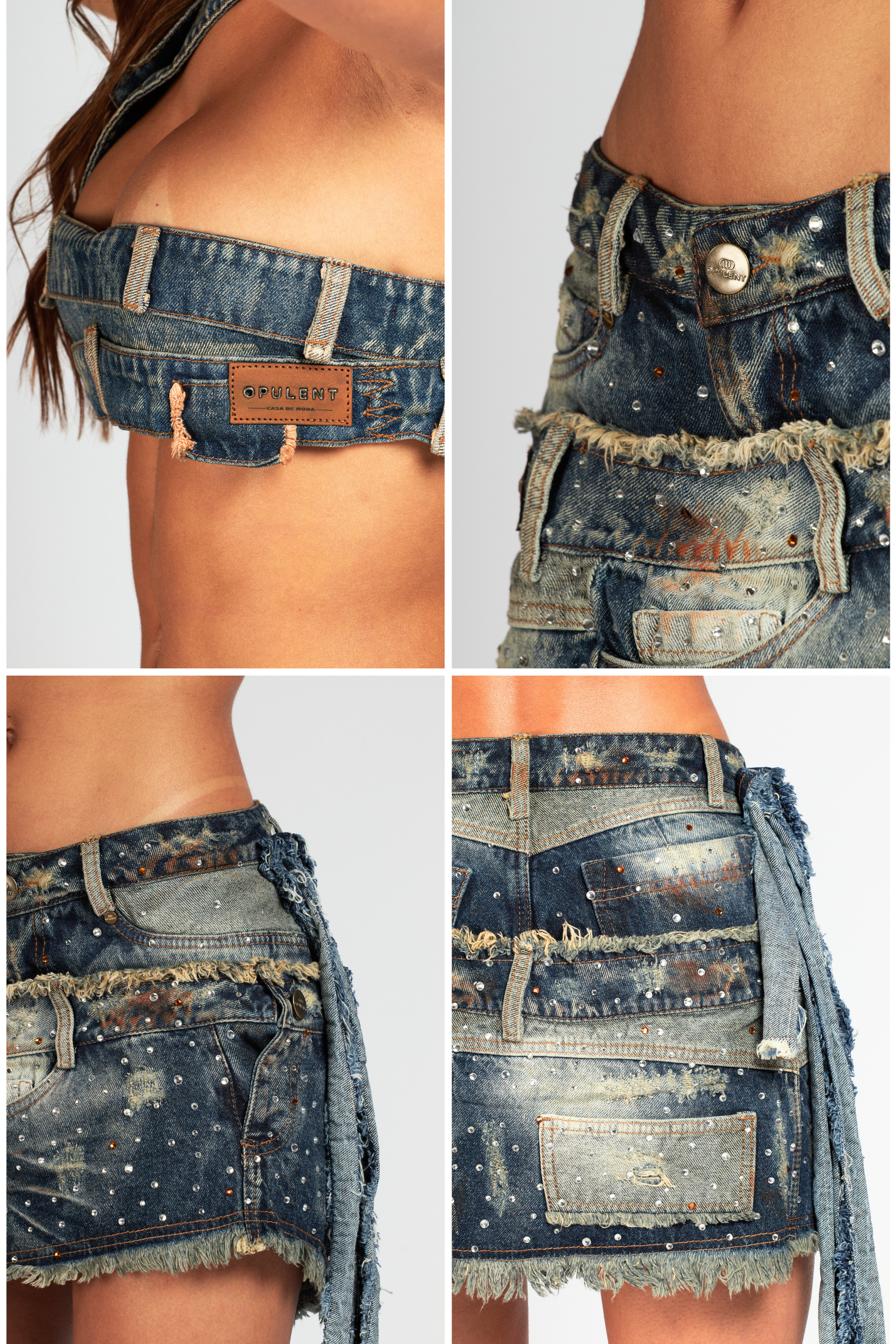 SET CROP Y FALDA ARDENAS CON PEDRERIA