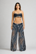 SET CROP TOP Y JEAN DIAMANTE CON PEDRERÍA