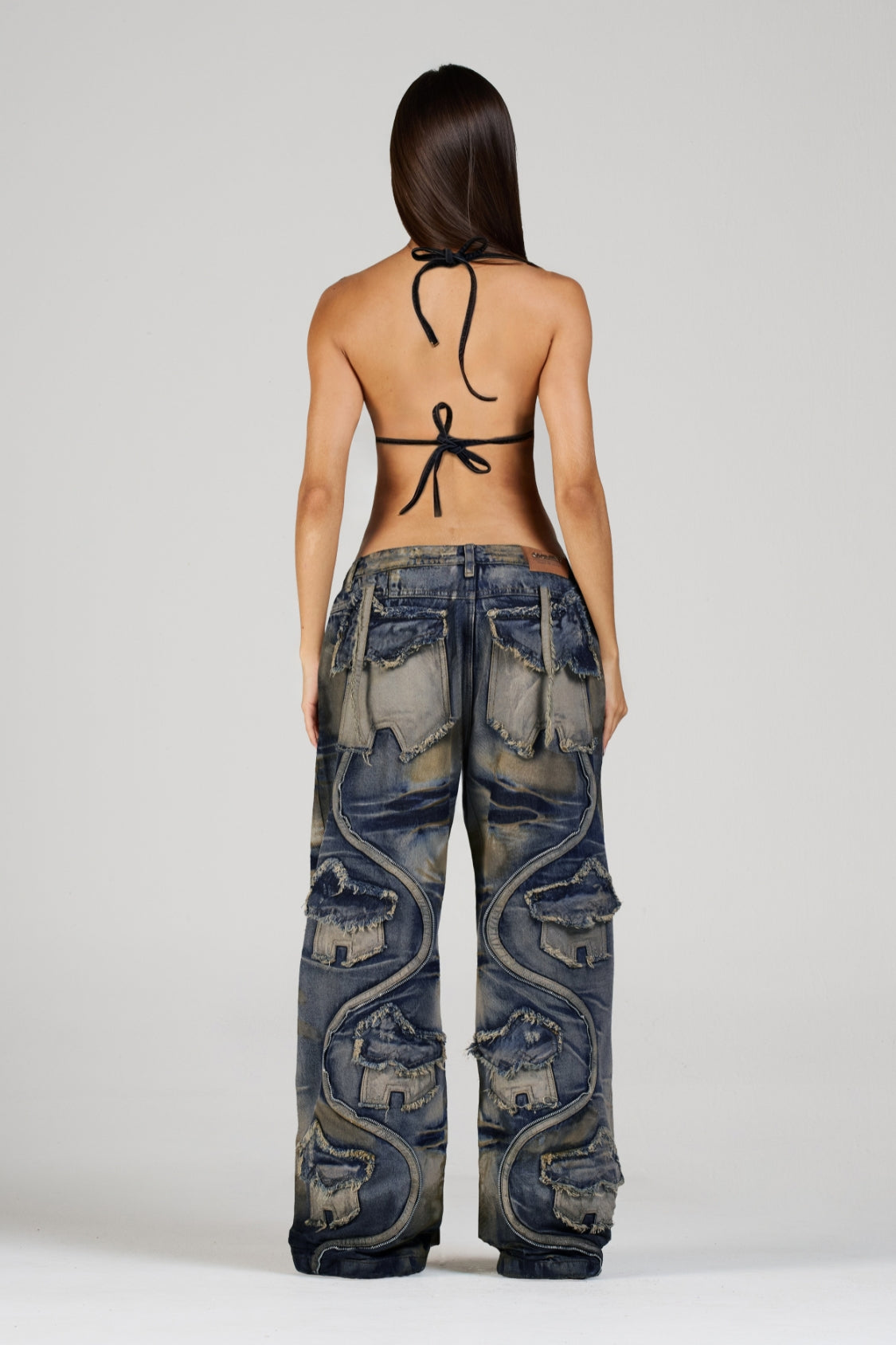 SET CROP TOP MÓNACO Y JEAN VIBRANIUM AZUL