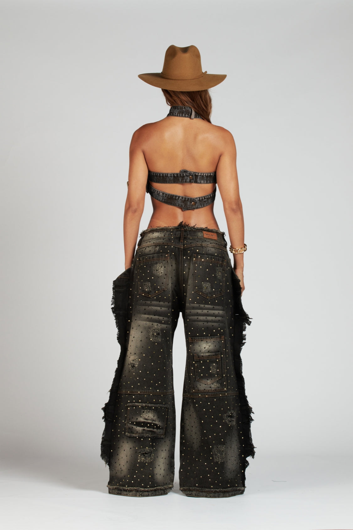 SET TOP ARDENAS Y JEAN LUXURY KG NEGRO CON PEDRERÍA