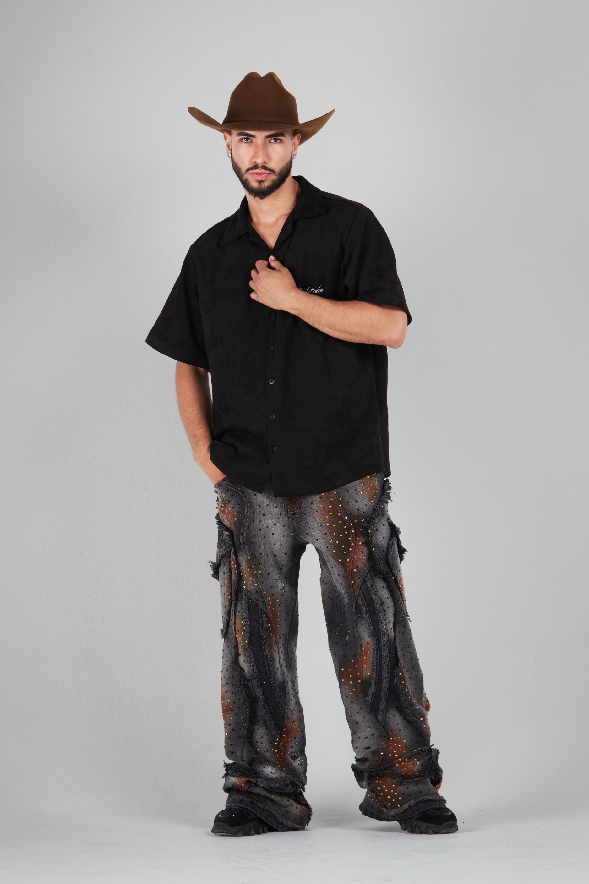 SET SHINY FLAME Y CAMISA LUCIANO NEGRA