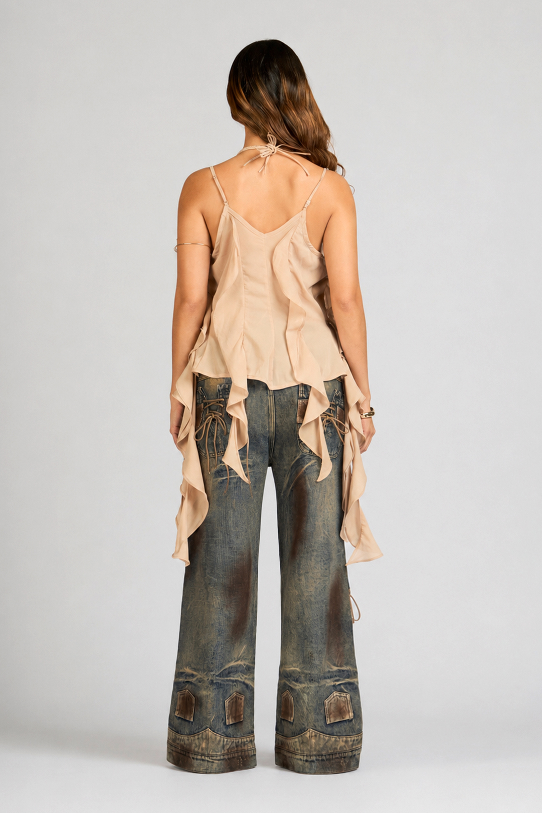 SET BLUSA Y JEAN TIE STRIP