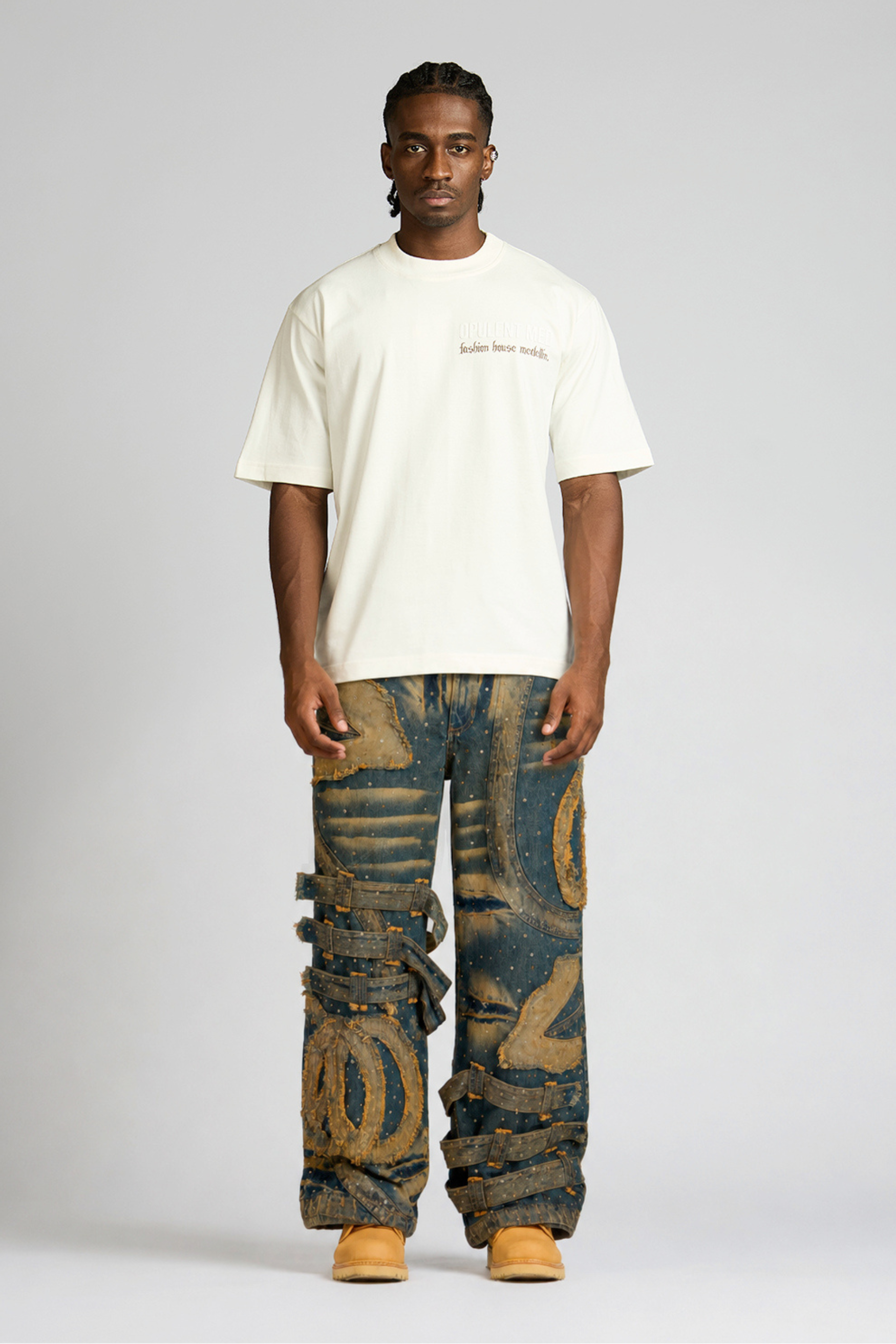 SET CAMISA Y JEAN EMBLEM CON PEDRERÍA MEN