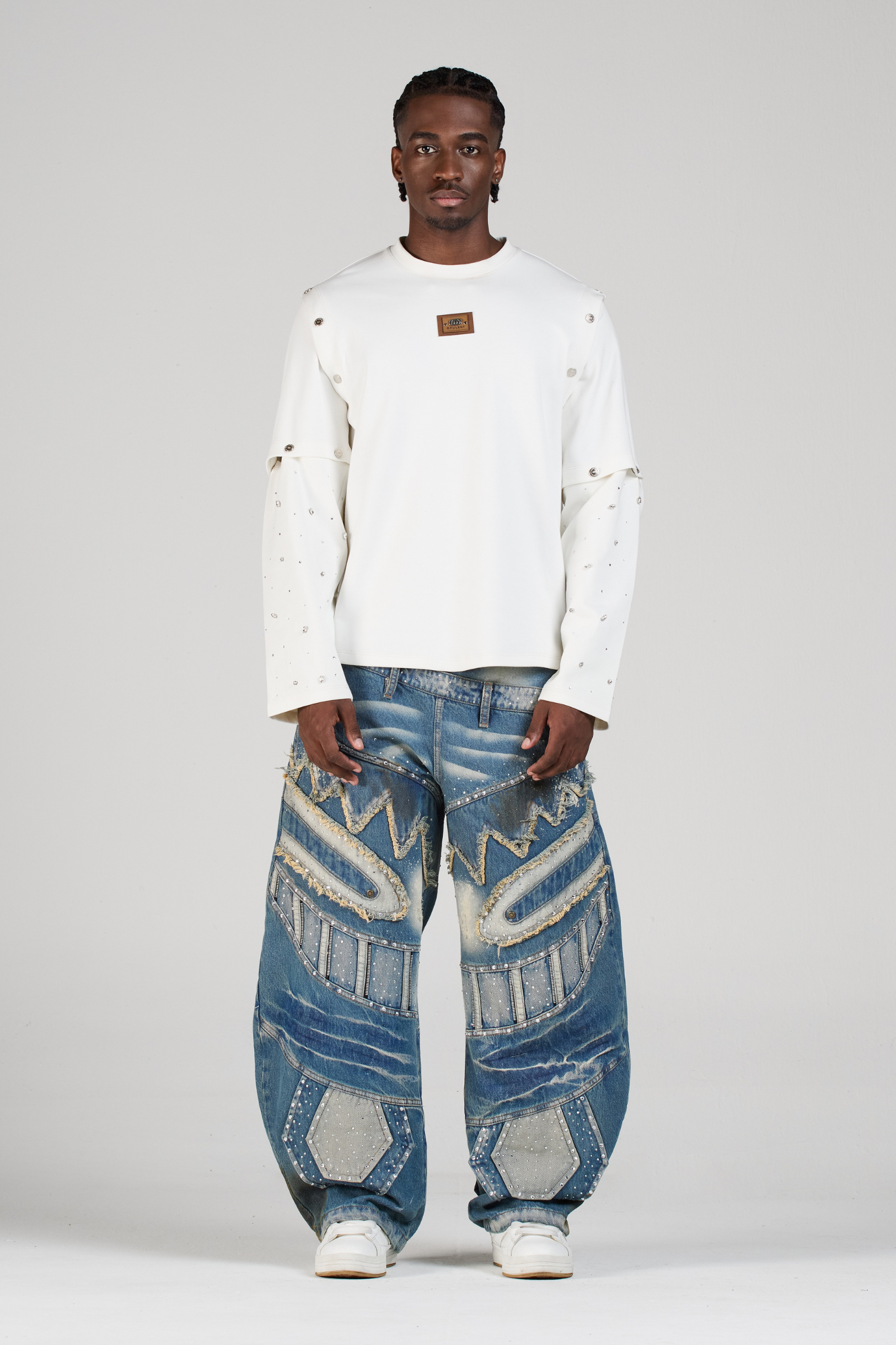 SET BUZO Y JEAN FACE BLUE MEN CON PEDRERÍA