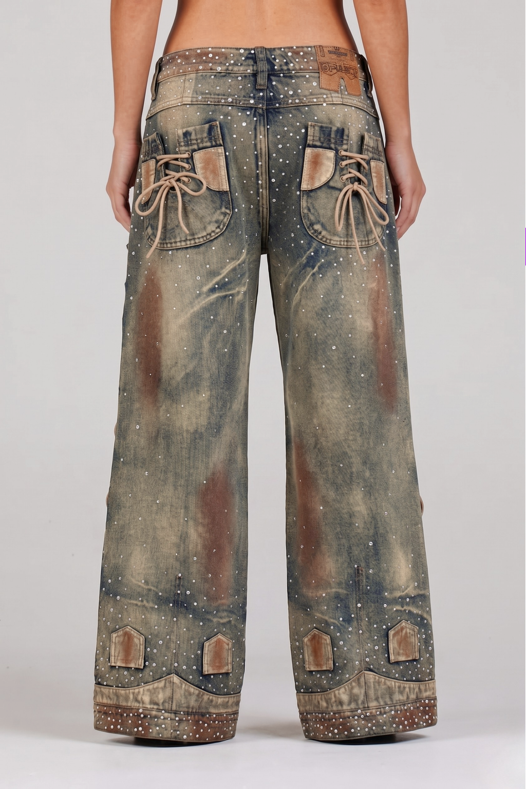 JEAN TIE STRIP CON PEDRERÍA