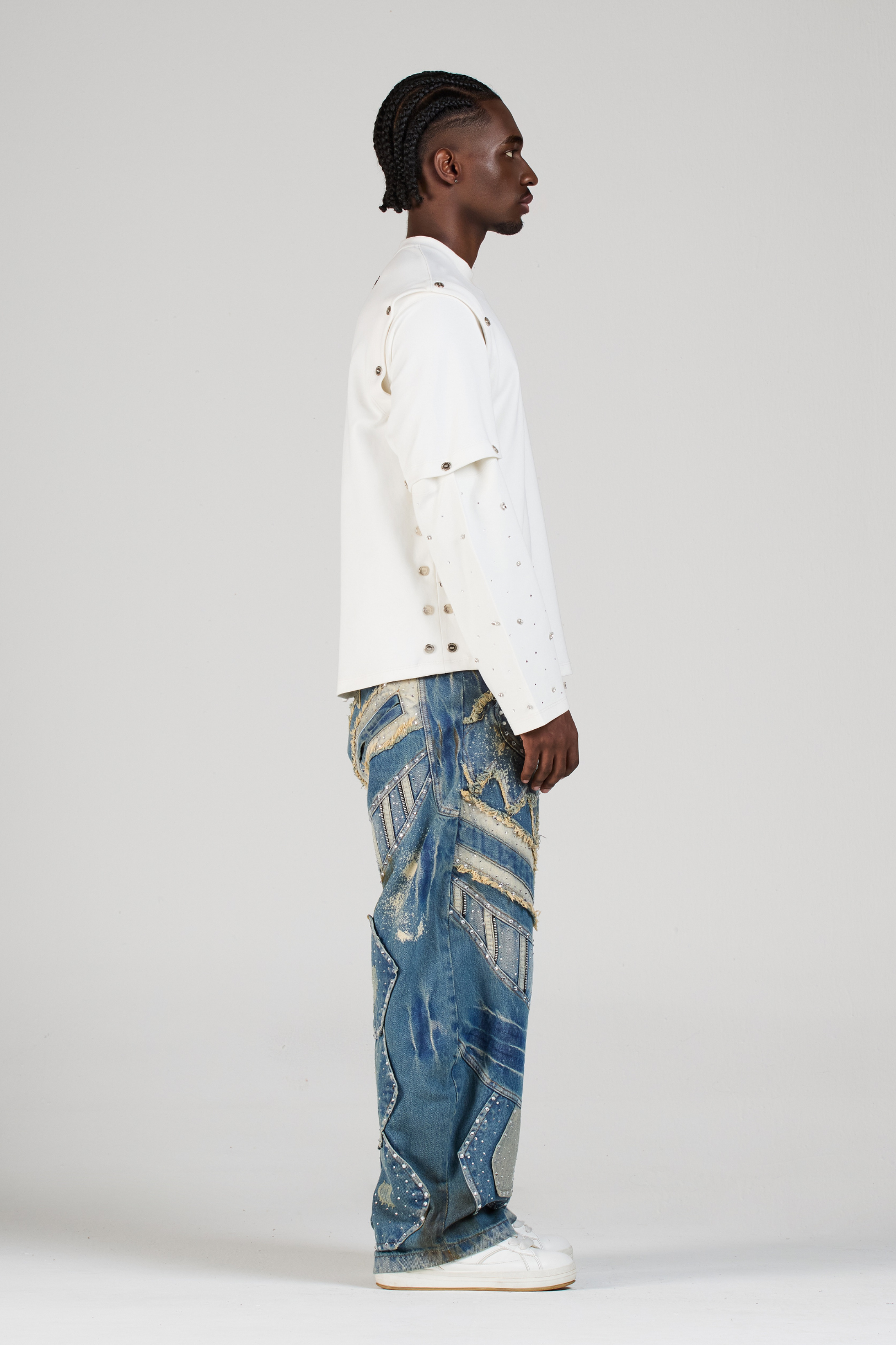 SET BUZO Y JEAN FACE BLUE MEN CON PEDRERÍA