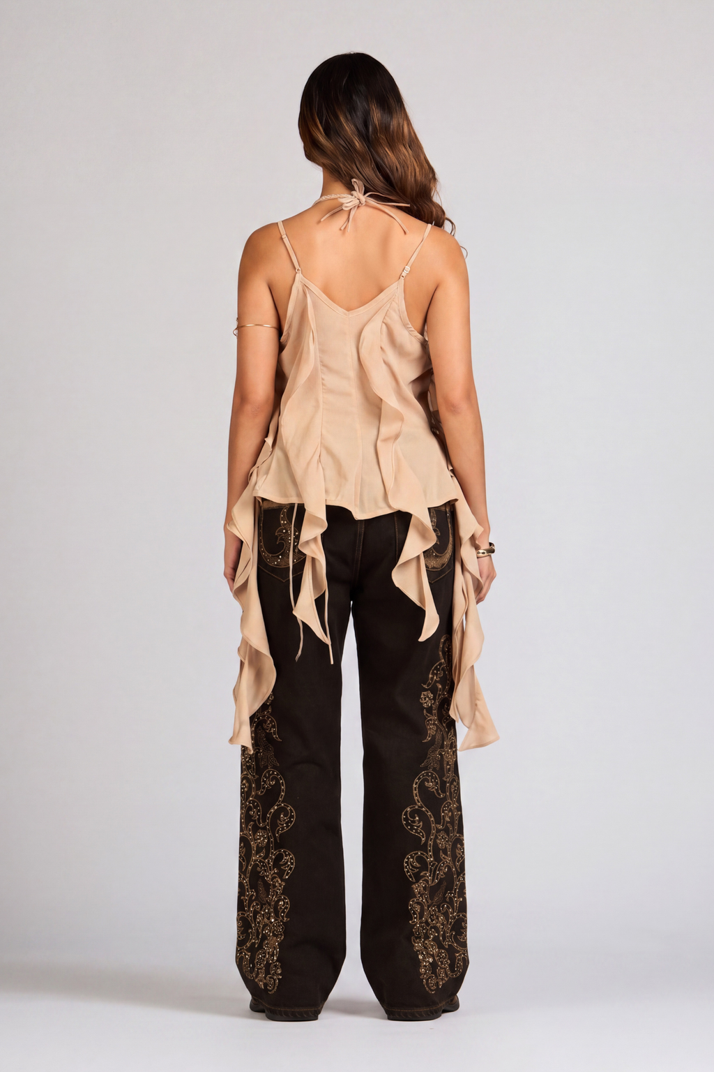 SET BLUSA Y JEAN POBLADO LUXE CON PEDRERÍA
