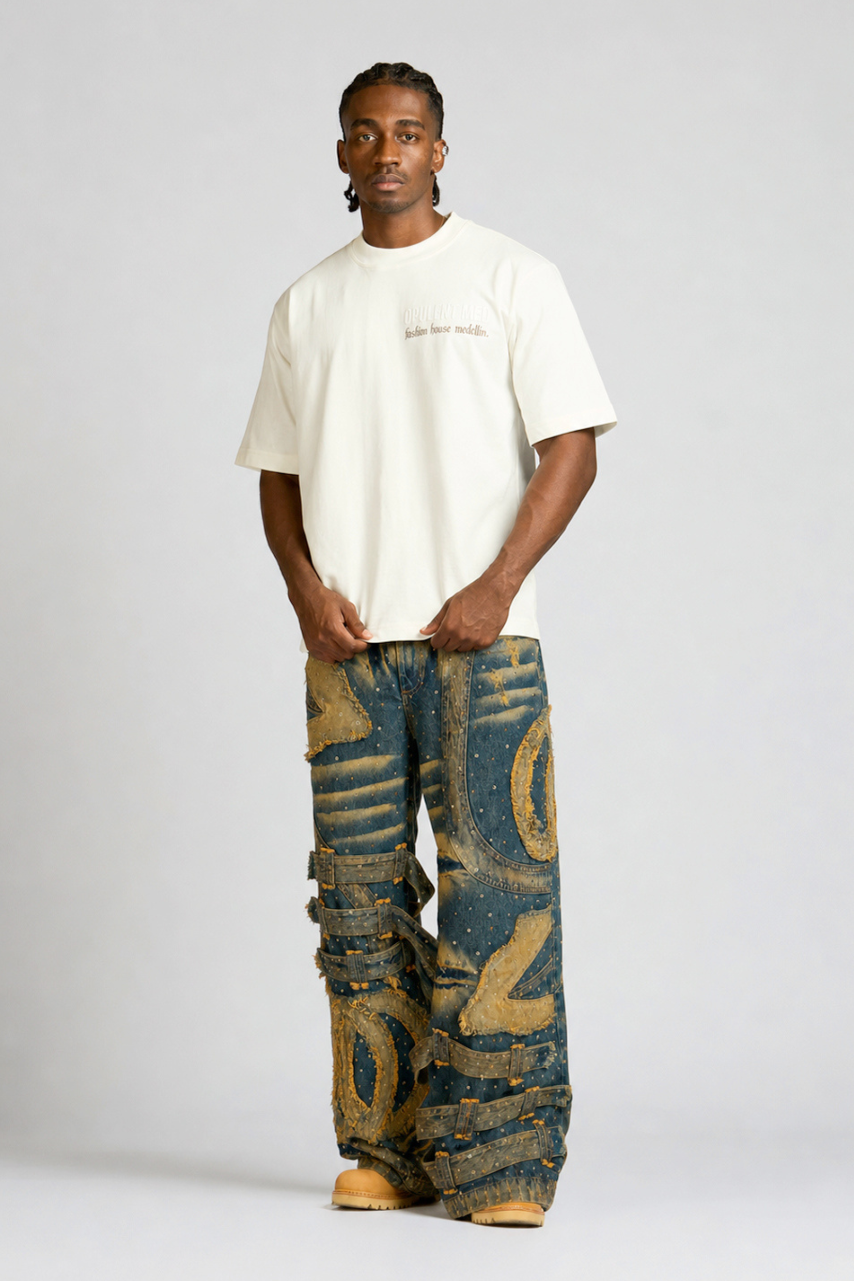 SET CAMISA Y JEAN EMBLEM CON PEDRERÍA MEN