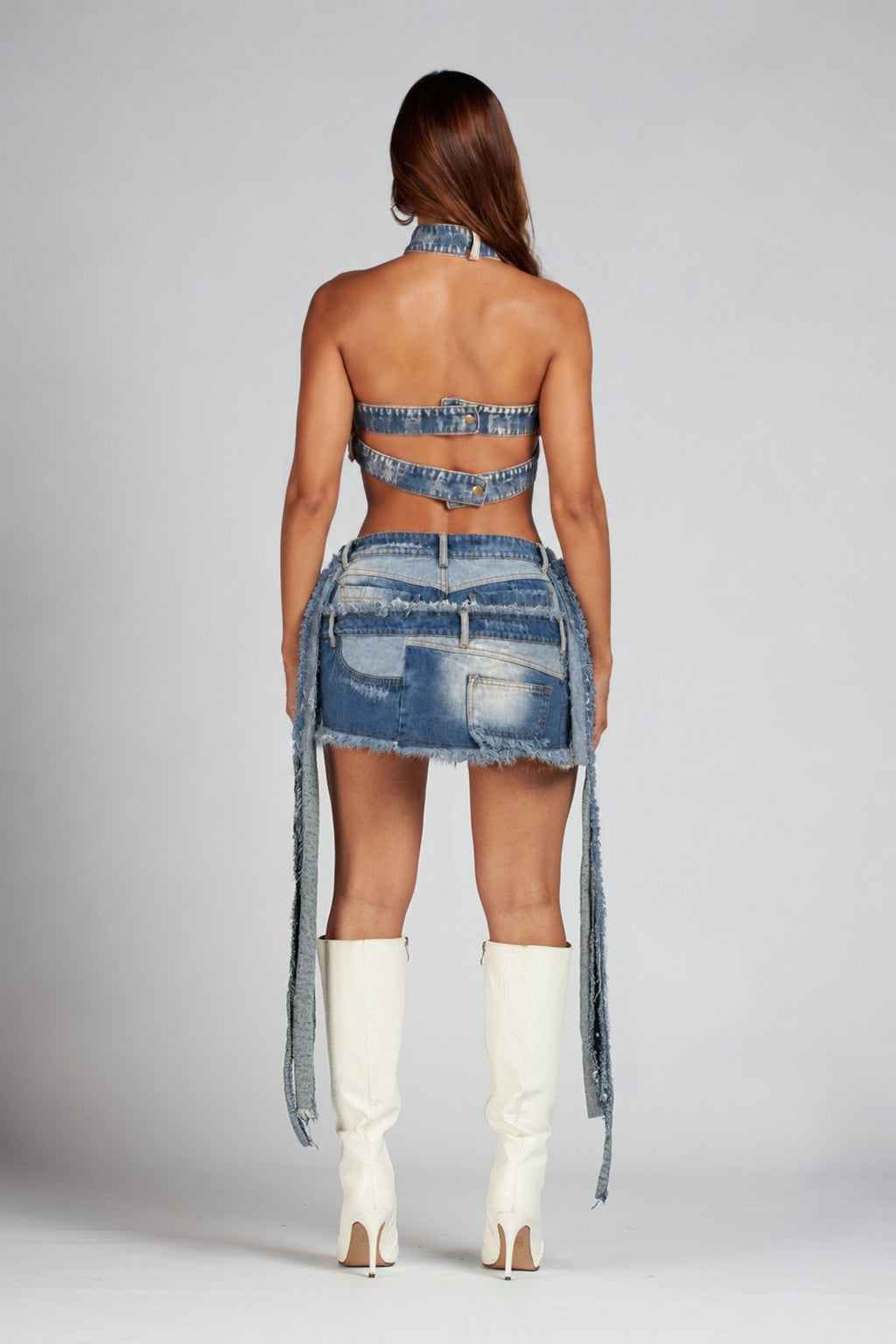 SET CROPTOP Y FALDA ARDENAS AZUL CLARO