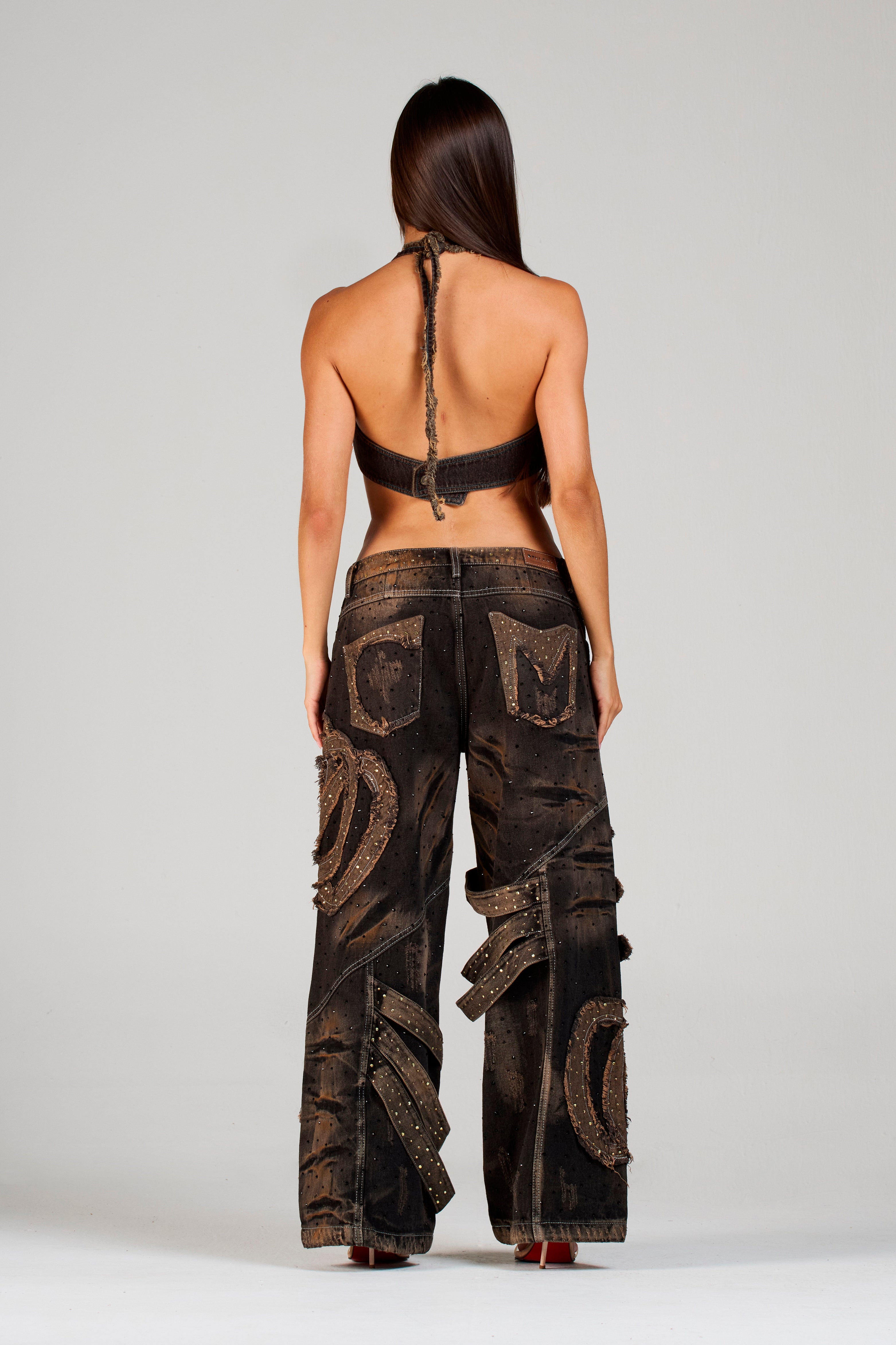 SET TOP APPALUSEÉ Y JEAN EMBLEM BLACK CON PEDRERÍA